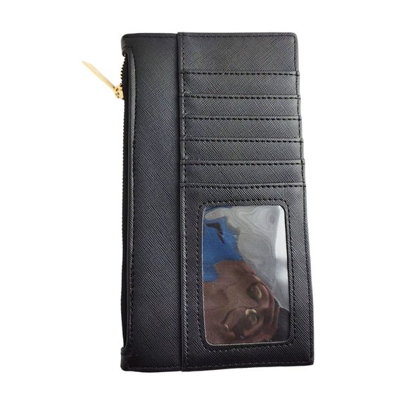 Nanette Lepore Slim Card Wallet 2 Exterior SidePockets Center Zipper Compartment - Picture 4 of 6